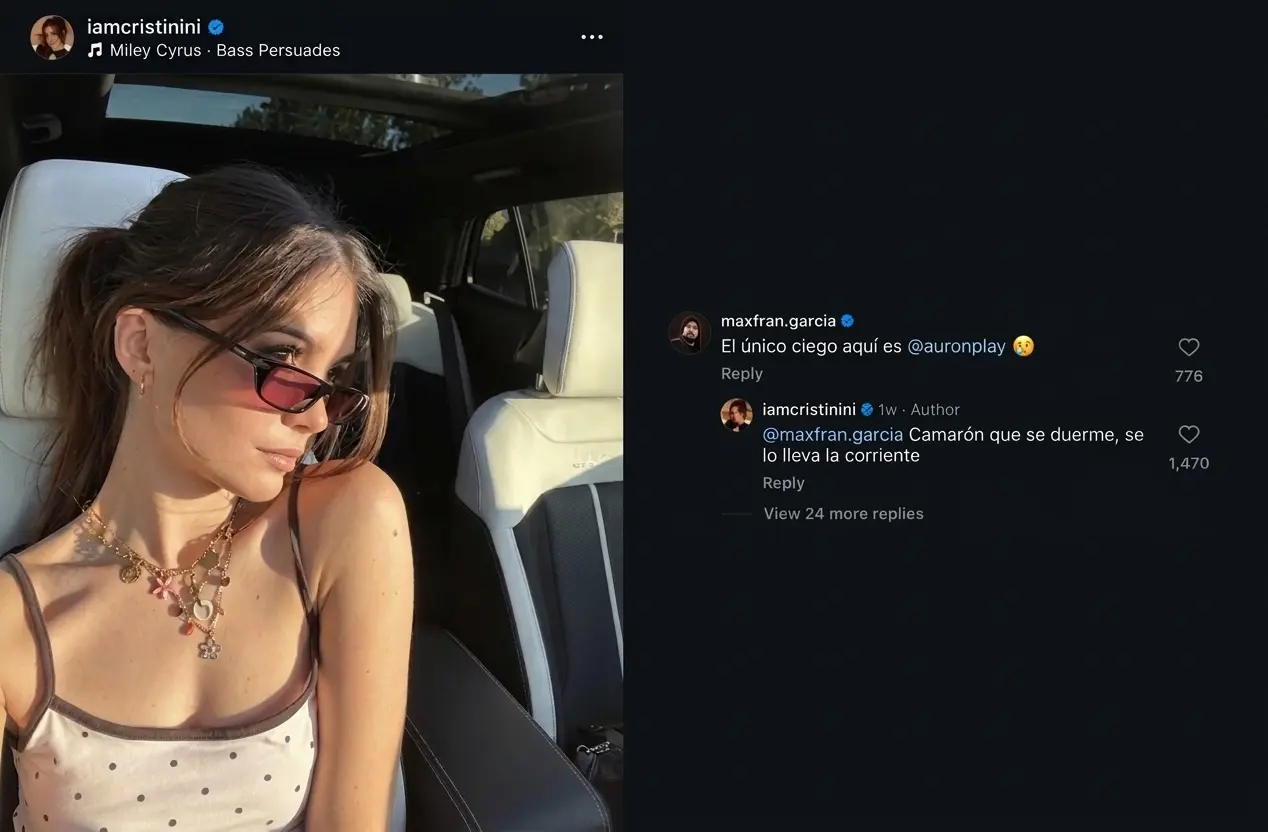 Mensaje de Cristinini a AuronPlay tras su ruptura con Sara Ismael