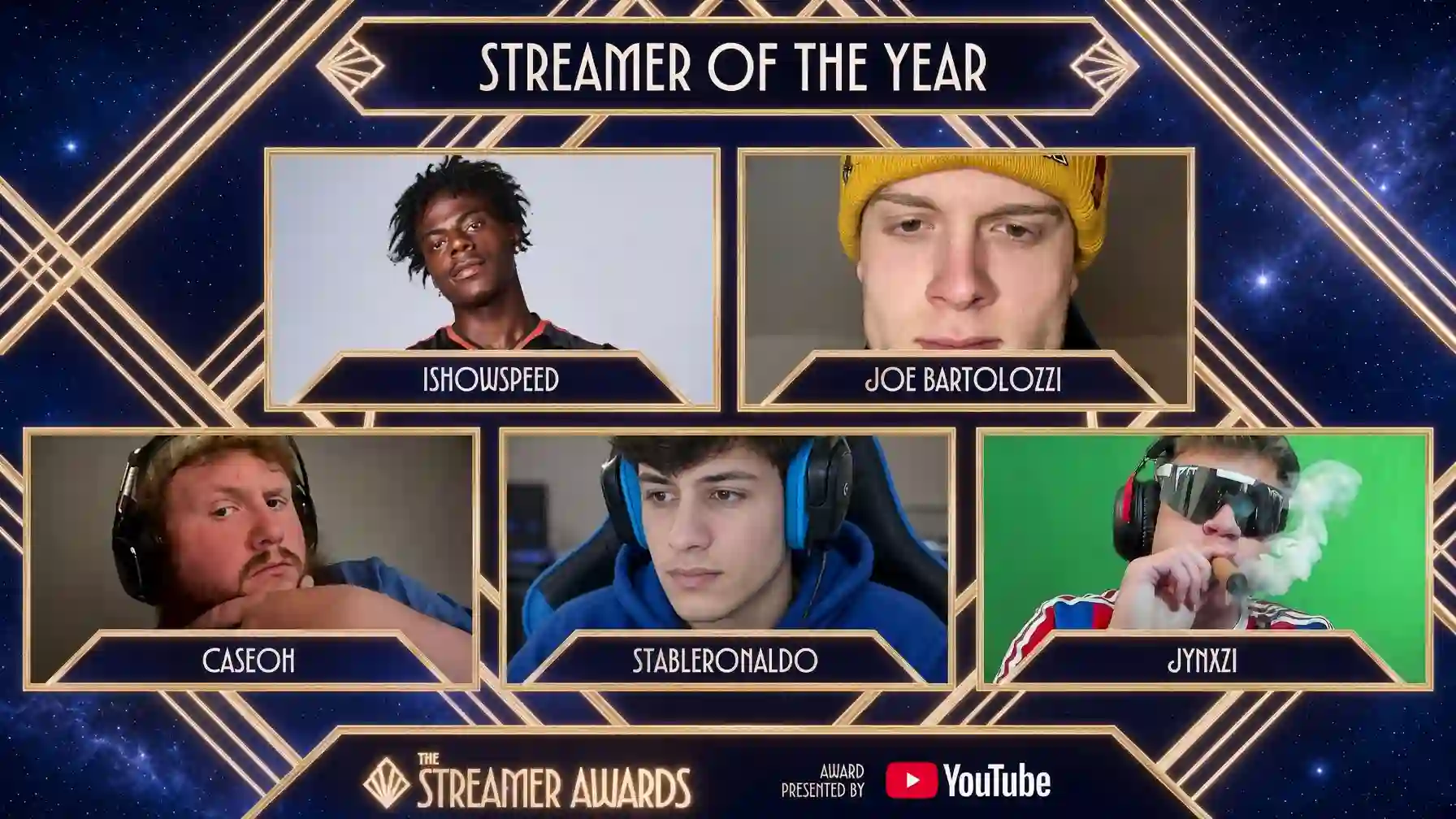 Jynxzi, IShowSpeed y CaseOh, nominados a Streamer del Año